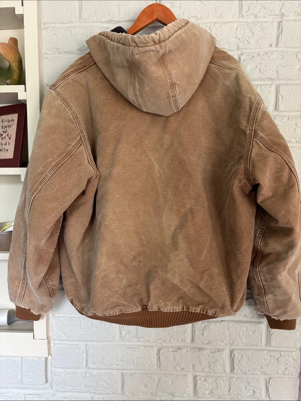 Carhartt J130 Quilted Hooded Canvas Brown Coat Size Extra Large